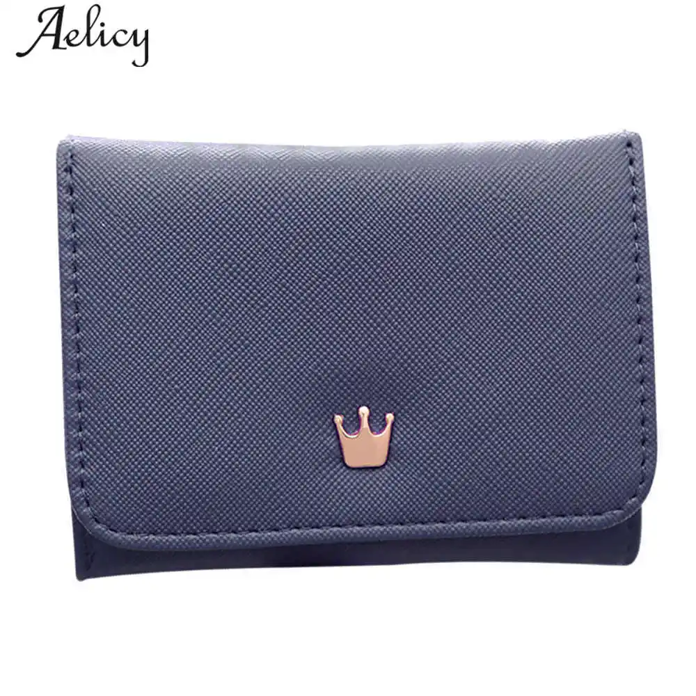 Женские короткие кошельки Aelicy с короной складные мини из искусственной кожи для