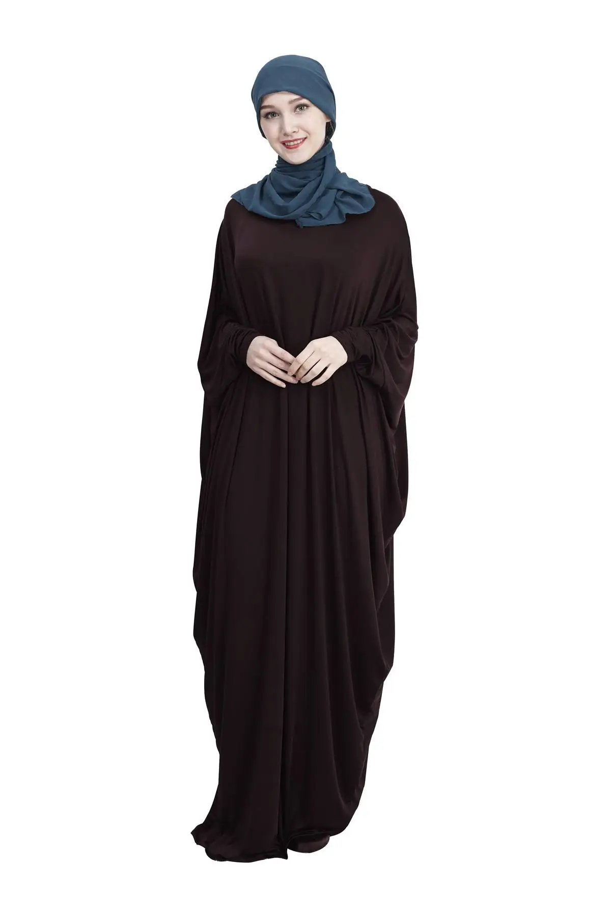 Женская одежда для молитвы, арабский джилбаб, женское длинное мусульманское макси платье, исламские товары, шарф абайя Рамадан, свободная служба поклонения, Новинка - Цвет: Drak Coffee