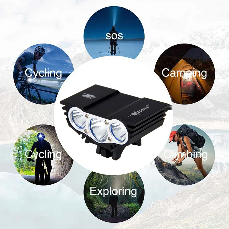 Excellent SolarStorm 1500 Lm 3 T6 LED lamp beads Head MTB Front Bicycle Light Bike light Headlamp with Battery Package 5