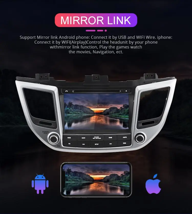 Clearance Besina Android 9.0 Car DVD Player For Hyundai Tucson/IX35 2016 2017 Multimedia GPS Navigation Stereo 2Din Car Radio WIFI audio 7