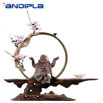 

Creative Metal Circle Wooden Base Backflow Incense Burners Home Living Room Zen Furnishing Art Decorative Crafts Ornaments Gifts