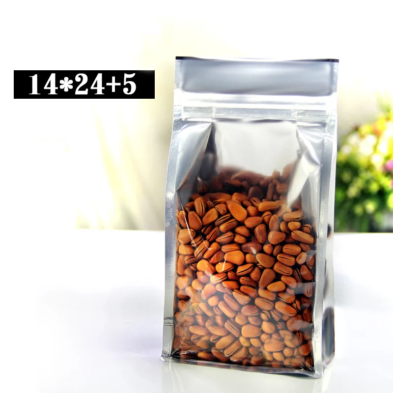 

Free Shipping 100pcs/lot 14cm*24cm+5cm*200mic High Quality Standing Bag Silver Pouch Clear And Foil Plastic Packaging Retail Bag