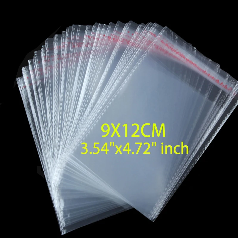 

12*9cm 100 Pcs/Lot Self Adhesive Plastic Bag Self Adhesive Seal Bag Clear Resealable Cellophane/Poly Bags Transparent OPP Bag