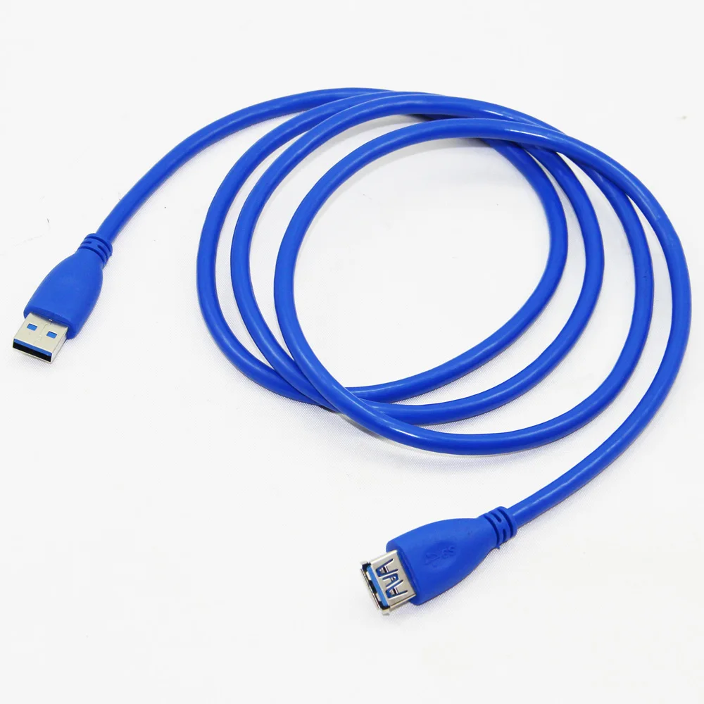 1,5 м 5 футов USB 3,0 кабель-удлинитель папа-мама M/F 9+ 1 ядро двойное экранирование(фольга+ Плетеный) супер скорость синий