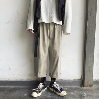 

Autumn New Pants Men Fashion Solid Color Straight Casual Trousers Man Streetwear Wild Hip Hop Loose Joggers Sweatpants M-2XL