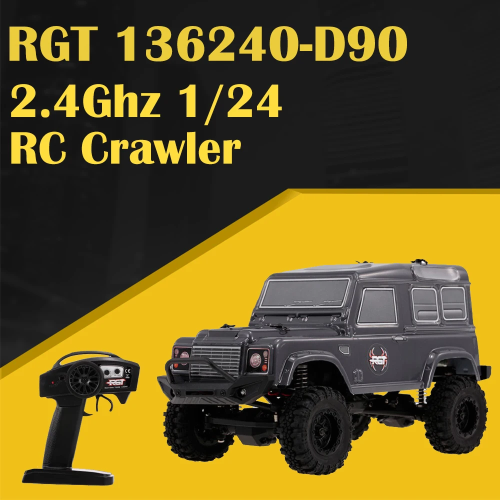 

RGT 136240-D90 2.4Ghz 1/24 Remote Control Crawler Electric Simulation RC Off-road Vehicle Truck Toy for Child Gift Silver Gray