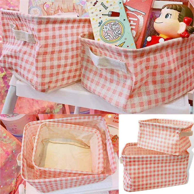 

Folding Linen Storage Basket Crafts Ornament Square Sundries Box Home Decor