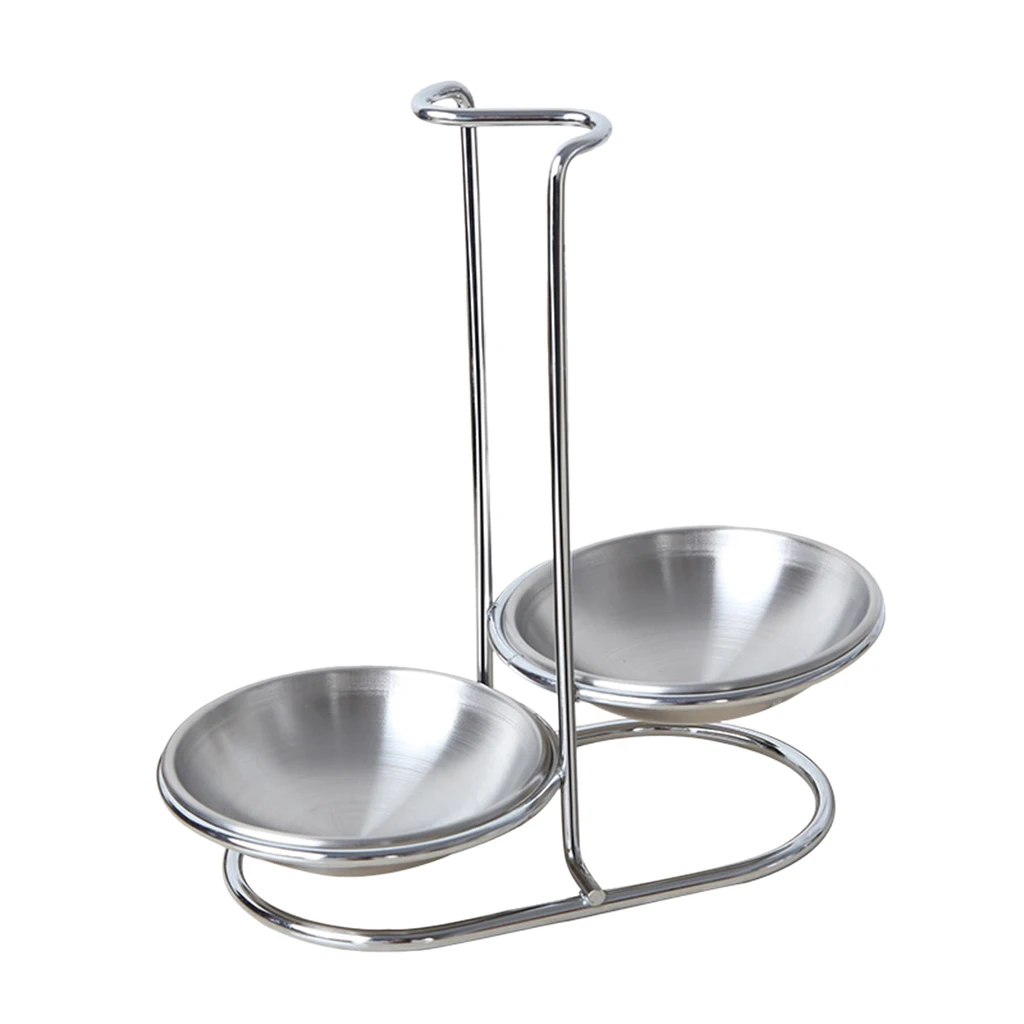 Spoon Rest, Stainless Steel Ladle Spoon Holder with Removable Bowl, Cooking Utensils Metal Stand Tray for Kitchen Counter