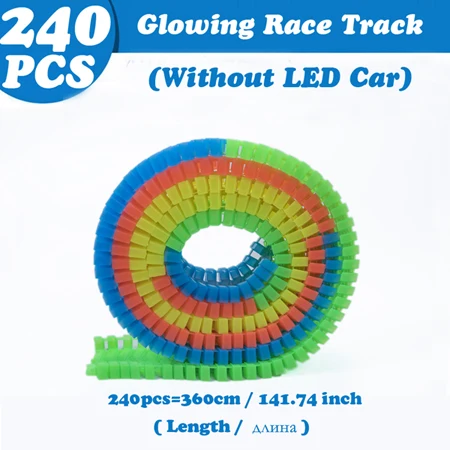 Magical Tracks Luminous Racing Track Car With Colored Lights DIY Plastic Glowing In The Dark Creative Toys For Kids Only240 track No Car