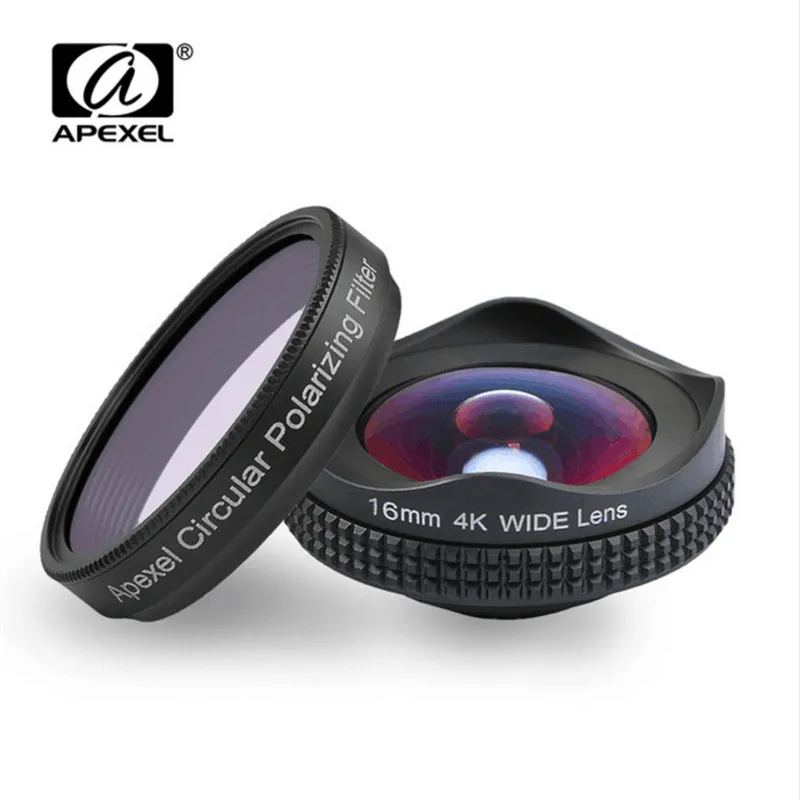 

APEXEL Professional 4K Wide lens circular polarizing Filter 16mm HD super wide angle lens for iPhone X 8 7 plus Samsung phone