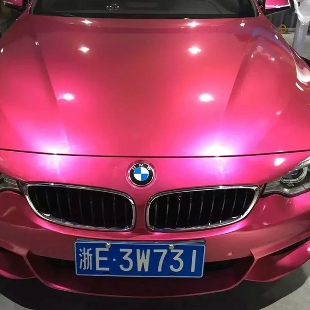 1 52x20m air free bubbles glossy metalic pearl film pink car wraping