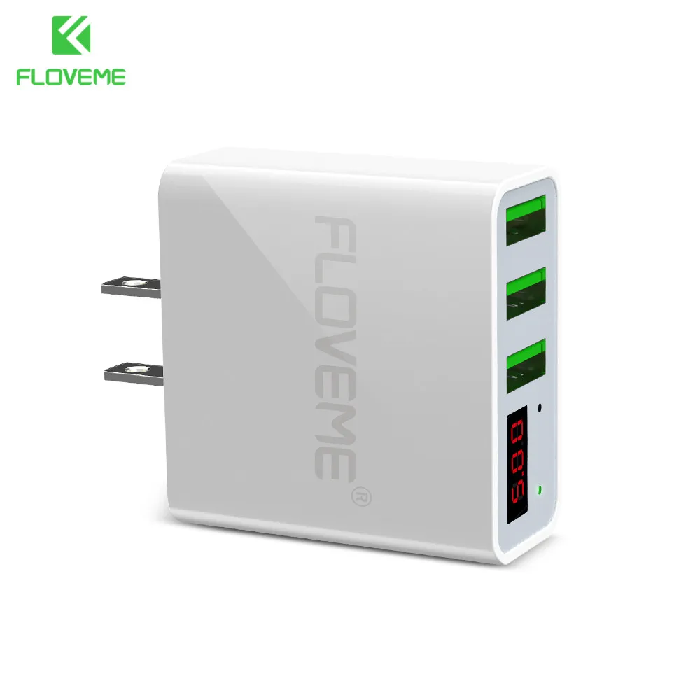 

FLOVEME Mobile Phone 2.4A Charger For iphone 7 8 6 6S XR XS Universal LED Digital Display USB Charger EU Plug Wall Fast Charging