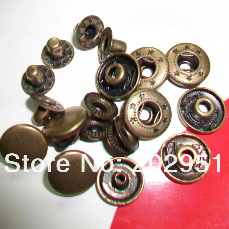 100sets Antique Bronze Metal Snap Buttons fastener wholesale (European