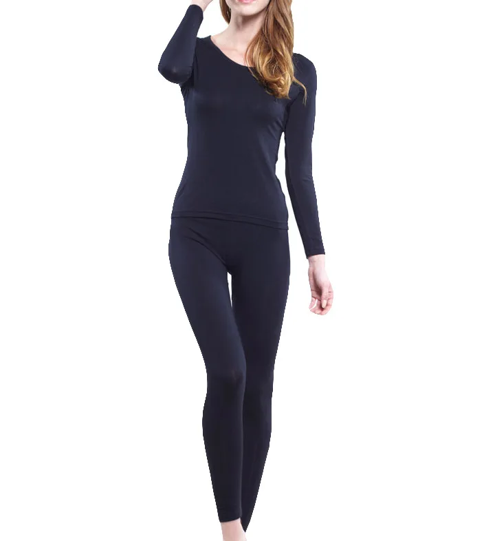 Весеннее и осеннее термобелье для женщин высокие эластичные кальсоны Модальные тонкие костюмы набор плюс размер XL 3XL 4XL 5XL 6XL