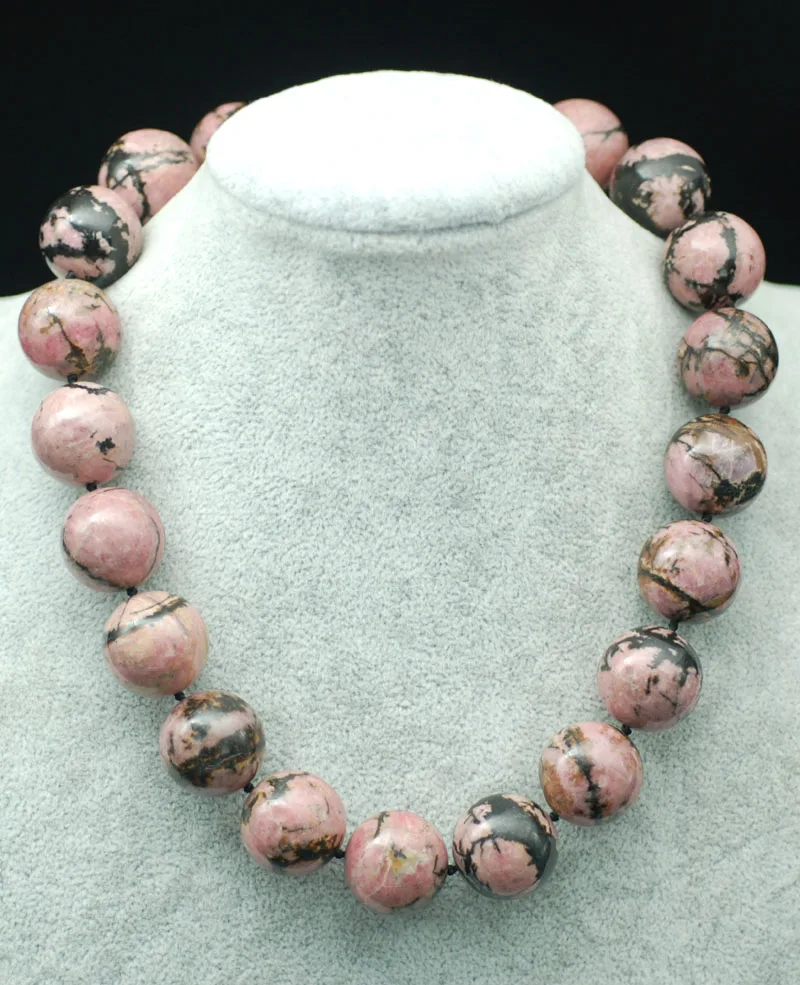 

rhodochrosite pink round 10-20mm necklace 18inch wholesale beads nature FPPJ woman 2017