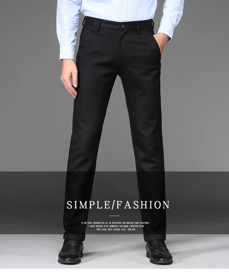 2020 New Mens Suit Pants Regular Straight Fit Anti-wrinkle Cotton ...