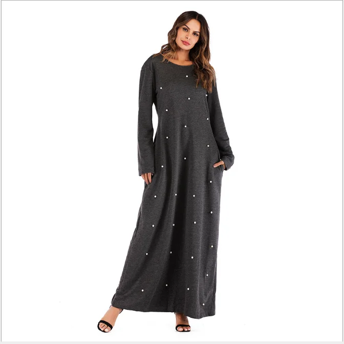 Мусульманское Бисероплетение abaya Jubah кимоно Рамадан исламский кафтан поклонение обслуживание плотный хлопок ОАЭ Макси платье кардиган длинные халаты