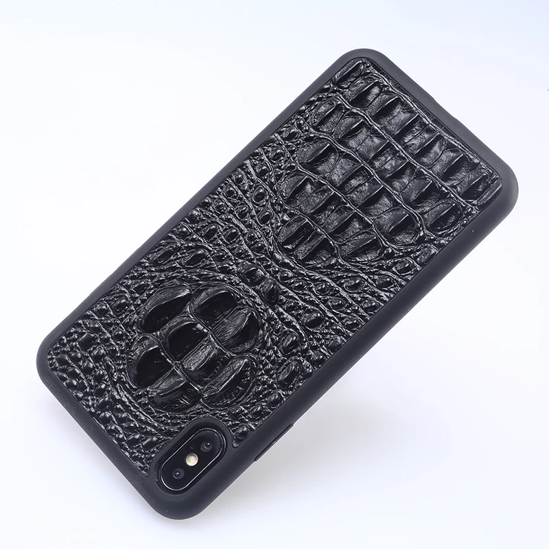 LANGSIDI 3D Crocodile Texture Genuine Leather covers for iphone x case 3d Leather cases for iphone XR XS Business phone cases