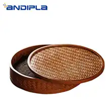 Бамбуковая плетеная 357 г Пуэр коробка для хранения чая разделительная пластина лоток чай пуэр из провинции Чай подставка для торта полка круглые коробки чайная посуда инструменты