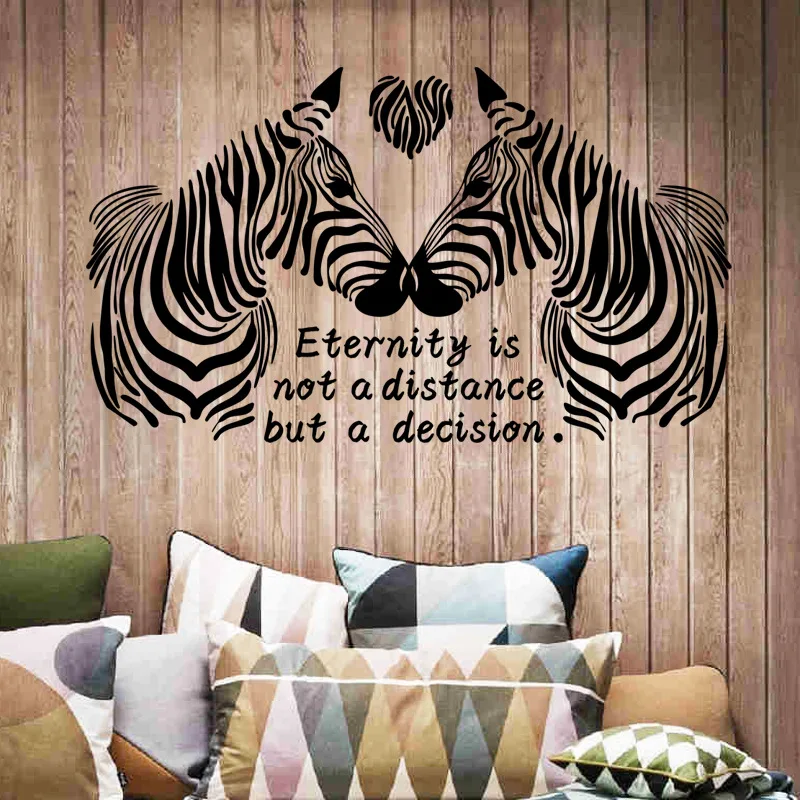 

New Arrival Black white love zebras wall stickers for bedroom animal decor for marriage room 3d Home Decor adesivo de parede