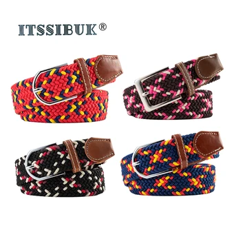 

2019 ITSSIBUK Hot Sale colorful elastic belt both men and women General purpose jeans belt simple style
