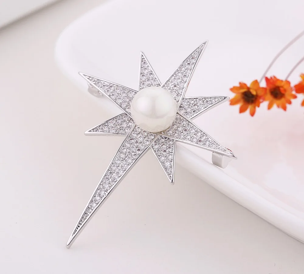 Yagx new creative star zircon brooch men's suit collar buckle wild lady