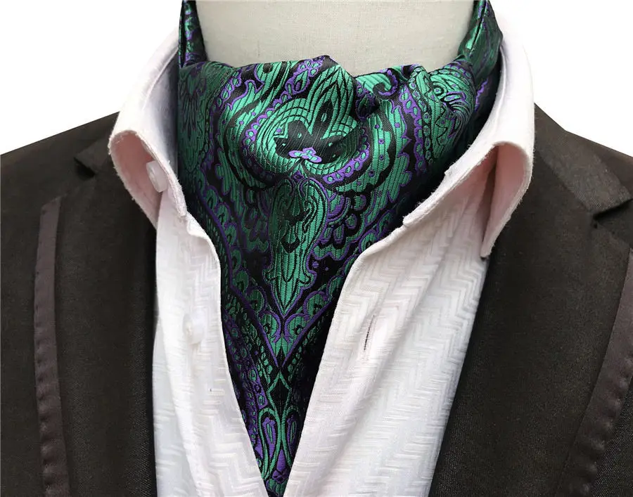 New Mens Designer Black Dress Scarf with Woven Red Paisley Design 
