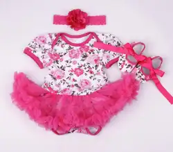 Кукла ручной работы аксессуары Дизайн для 20-22 дюймов Reborn Baby Doll Роза Розовое платье с головной убор для девочек куклы Комплекты одежды