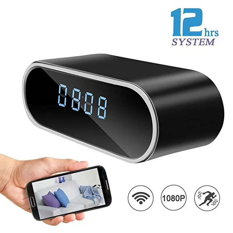 

Table Clock Camera Alarm Setting HD 1080P Mini Camera IR Night Vision Wifi IP Clock Camera Mini DV DVR Camcorder Wifi Camera