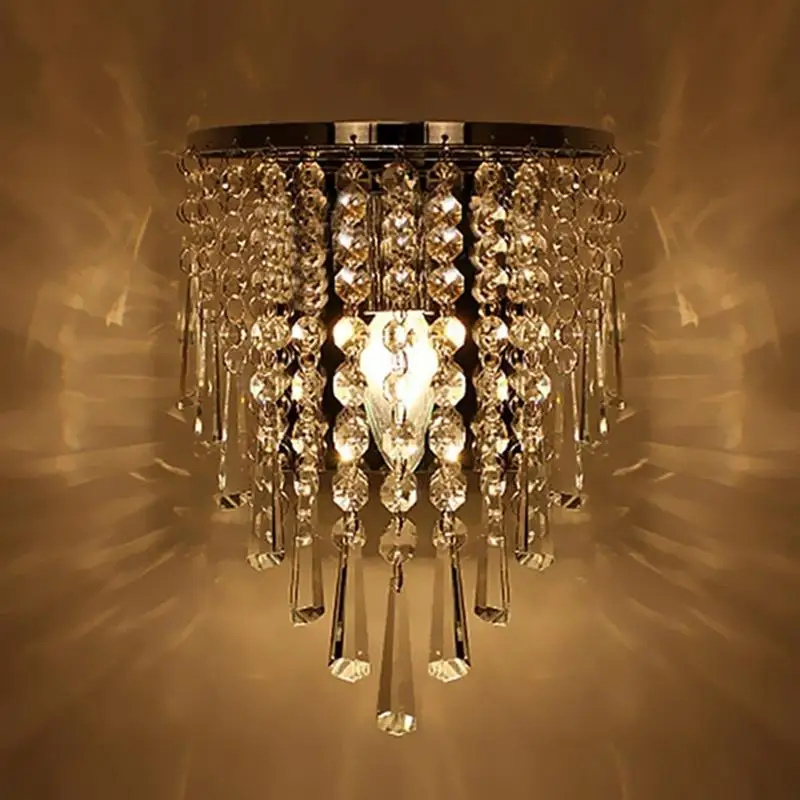 

Modern Crystal Wall Lamp Chrome Wall Sconce Bedside Living Room Wall Light Lamp For Home Decoration