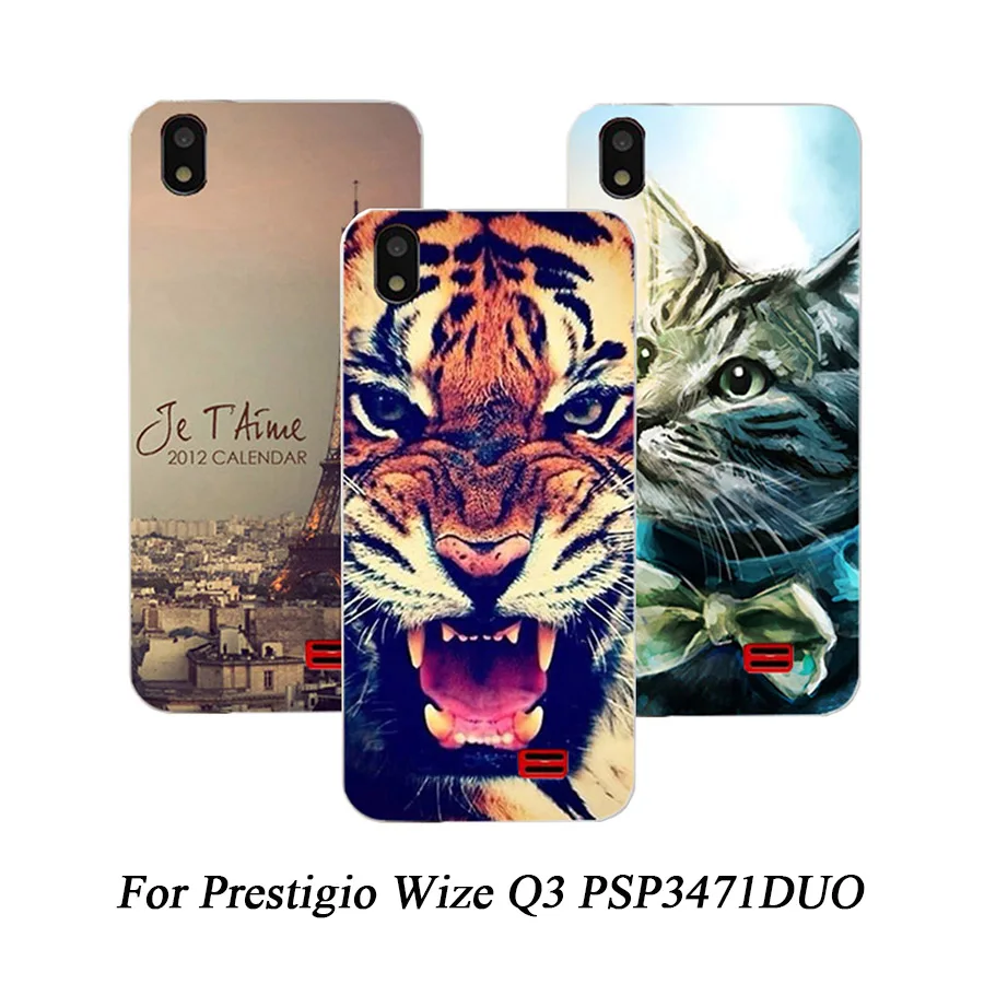 Телефон чехол для Prestigio Wize Q3 Случаи Силиконовый росписью волк Роуз кошка Эйфелева