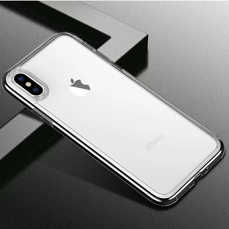 HOTR Glass Transparent Back Case for iphone XS MAX X XR Xs Ultra Slim Thin 6 6s 7 8 plus Independent Key Design |