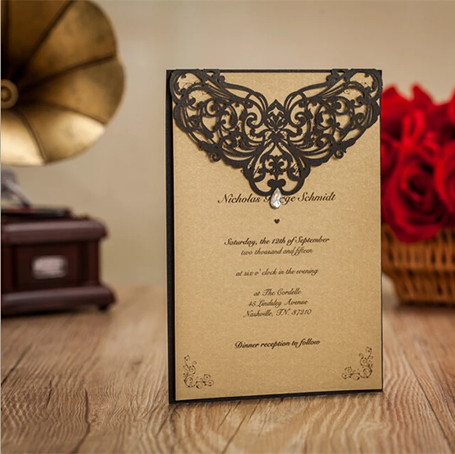laser cut creative wedding invitations paper cards diamond