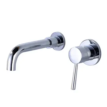 

Bathroom Wall Mount Brass Chrome Basin tap Single Handle Mixer Hot Cold Water Faucet