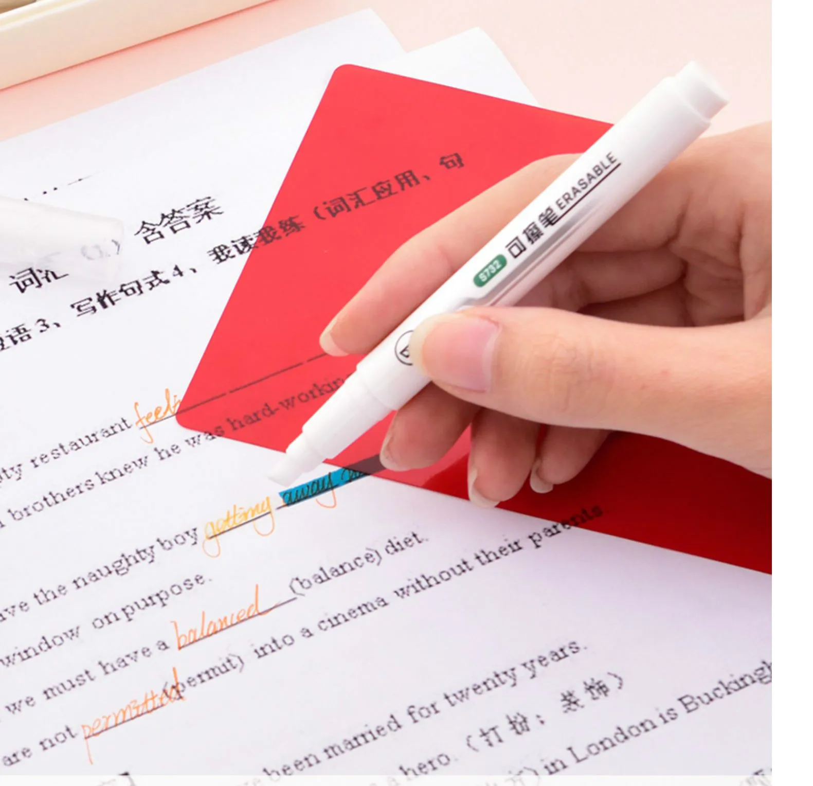 Deli набор маркеров для рецензирования студентов Красочные рецензированные слова обучения стираемый маркер скрытый маркер ручка