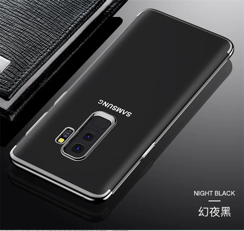 Покрытие Прозрачный чехол для телефона для samsung Galaxy M10 M20 A10 A20E A30 A50 A60 A70 A80 A90 Note 8, 9, 10, S6 S7 край S8 S9 10 плюс Чехол - Цвет: Черный