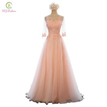 Evening Dress SSYFashion Banquet Sweet Half Sleeve A-line