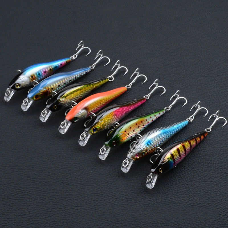  8Pcs/Lot Floating Sea Fishing Laser Minnow Lures 9cm/9.7g High Quality Wobblers Crankbait Artificia
