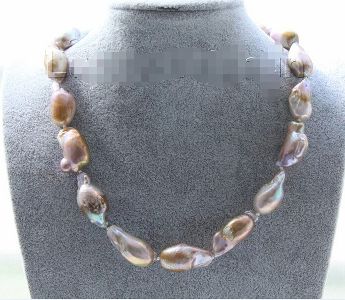 

Free shipping@@@@@luster 18" 26mm purple Reborn keshi pearls necklace filled gold clasp j9518