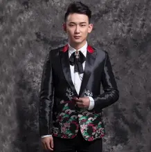 Black men suits designs homme terno stage costumes for singers men embroidered blazer dance clothes jacket star style dress Black men suits designs homme terno stage costumes for singers men embroidered blazer dance clothes jacket star style dress