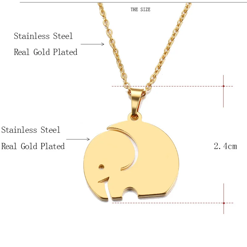CACANA Stainless Steel Necklace For Women Man Lover's Big Elephant Gold And Silver Color Pendant Necklace Engagement Jewelry