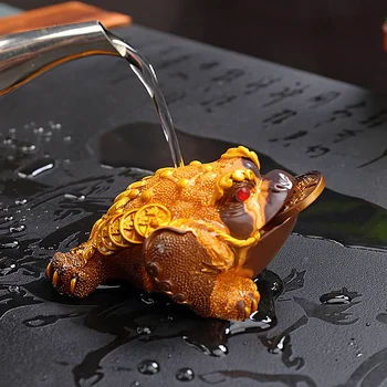 

Silicone Color Change Tea Pet Tea Tray Accessories Gifts Golden Toad Crafts Decorative