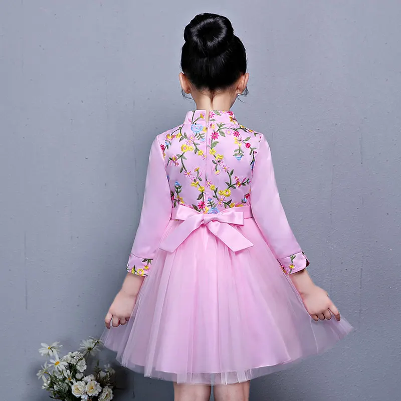 Детское платье принцессы в китайском стиле cheongsam Платье для девочек Винтажные