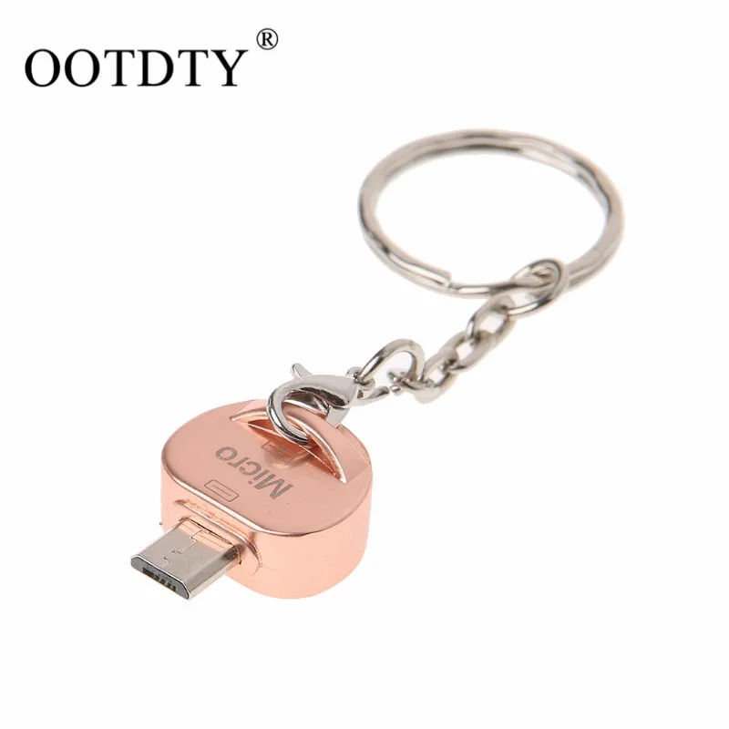 OOTDTY Металл Micro USB мужчина к USB 2,0 Женский OTG адаптер конвертер данных с брелок