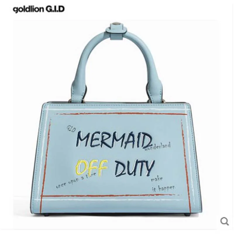 

jinlilai Women's bag new 18 spring and summer fashion trend embroidery printing bag bag satchel shoulder bag