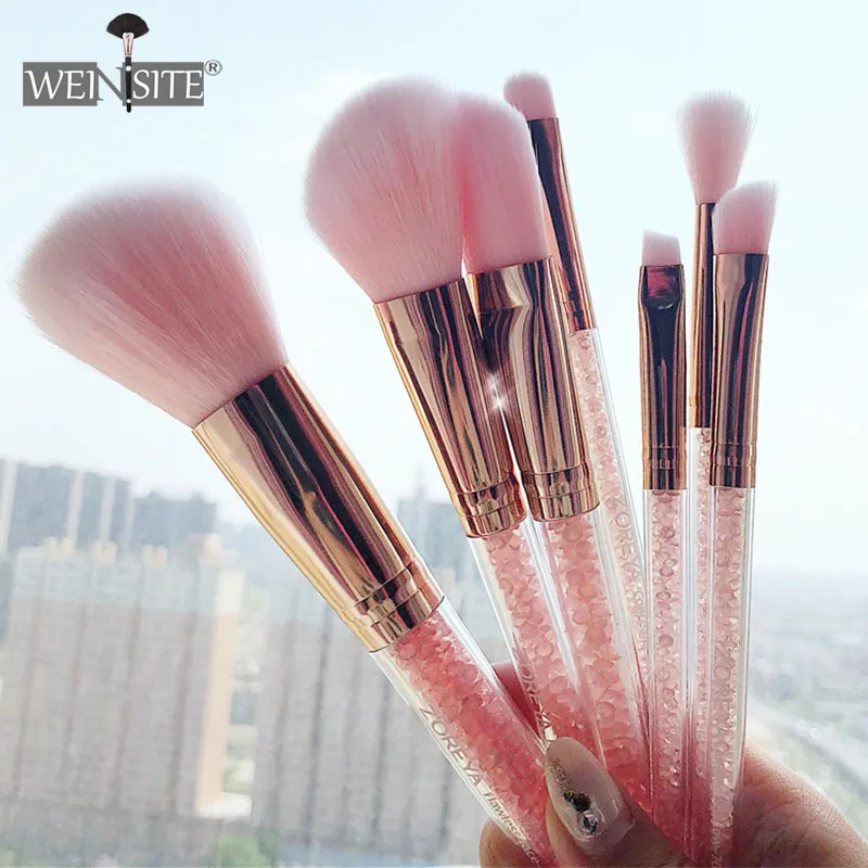 

7PCS Pink Diamond Makeup Brushes Set Foundation Eyeshadow Blush Powder Eye Face Brush Make up Tool Kit maquillaje with Gift Bag