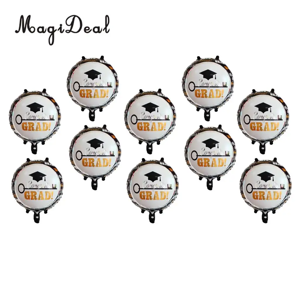 10pcs/Set Congrats Grad Cap Foil Balloon Graduation Celebration Party Decorations 18 Inch Photo Prop