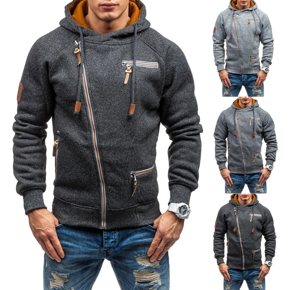 2019 High Quality Men Hoodies Winter Drawstring Zipper Hooded Sweatshirt Male Long Sleeve Pocket Pullover Hoodie Coat Plus Size