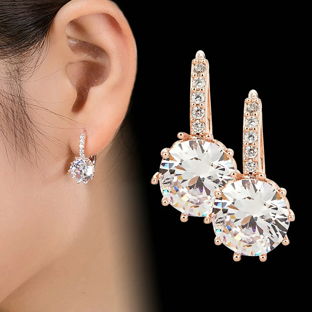 

DALARAN New Vintage Earrings Rose Gold Crystal CZ Bling Drop Earrings for Women Girls Christmas Gfit Fashion Wedding Jewelry