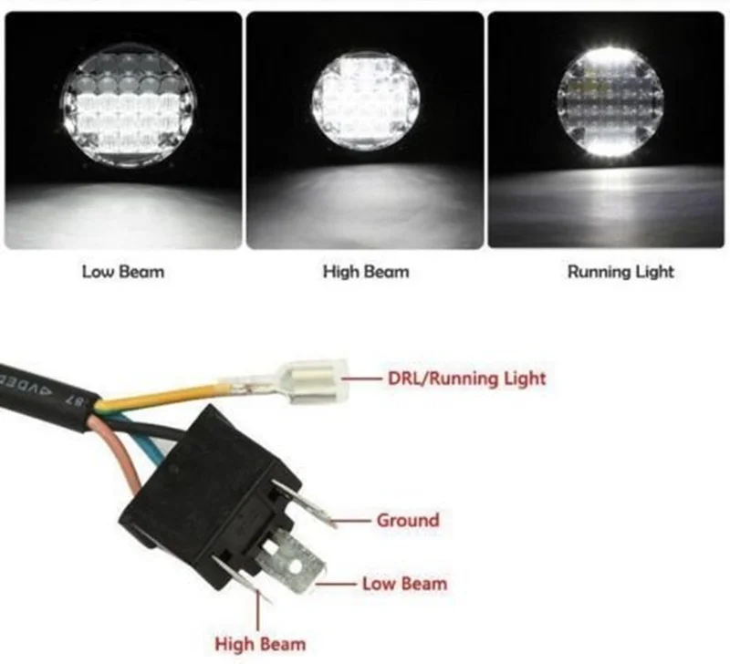 7 Headlight - 5D 105W Round Black Motorcycle High Low Beam Projector LED DRL Headlamp for Harley Jeep Wrangler leds